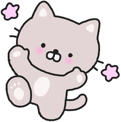 점프하는 고양이 캐릭터 일러스트 스티커