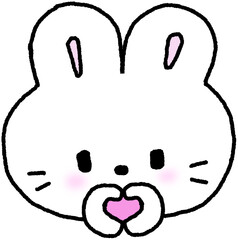 하트 손가락 하트 토끼 캐릭터 일러스트 스티커 © titi.drawing