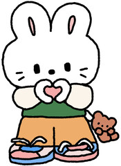 하트를 전하는 토끼 캐릭터 일러스트