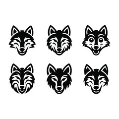 Black angry wolf silhouette illustration set Wolf silhouette. Minimalist and Flat Logo. Isolated vector image,vector illustration 