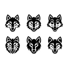 Black angry wolf silhouette illustration set Wolf silhouette. Minimalist and Flat Logo. Isolated vector image,vector illustration 