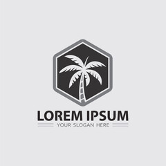 Fototapeta premium summer logo design and palm tree icon stock illustration