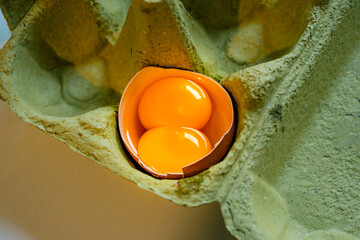 Double egg yolk in an egg