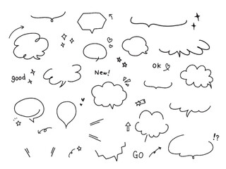 シンプルな手描きの吹き出しセット