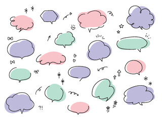 シンプルな手描きの吹き出しセット