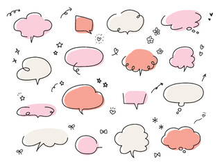 シンプルな手描きの吹き出しセット