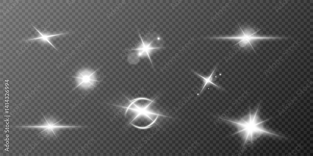 Poster Magic spiral with sparkles.White light effect.Glitter particles with lines.Swirl effect.Texture of cold winter wind. Holiday vector snowstorm. Christmas cold snowstorm effect.Light effect.	