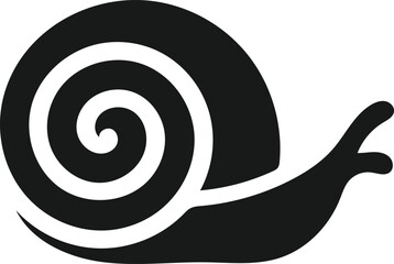 Simple black and white illustration of a snail.