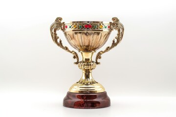 An ornate golden trophy capturing the spirit of victory in a polished showcase isolated on transparent background