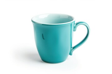 A serene turquoise mug resting elegantly on a white surface, inviting a moment of stillness isolated on transparent background
