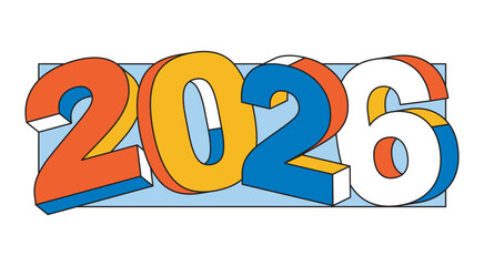 Happy New Year 2026 Tittle Logo. 2026 Happy New Year logo text design. 2026 number design template. Colorful vector illustration isolated on white background.
