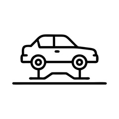 Car on Hydraulic Lift Platform Icon Design