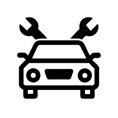 Obraz premium Car with Open Hood and Wrenches Icon Design