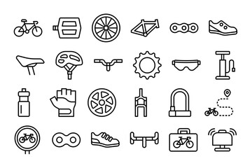 Cycling line icons set. Vector line icons.