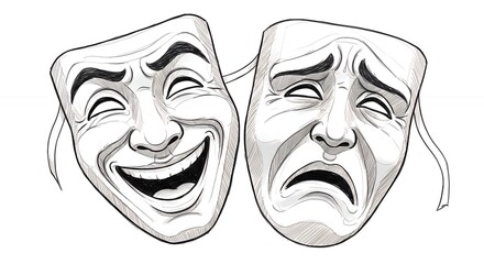 Two contrasting theatrical masks joy and sadness