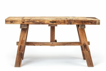 Rustic wooden workbench crafted for artisan projects and creative woodworking endeavors isolated on transparent background