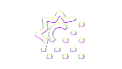 Icon sun dust is distorted. Glitch. Noise, chromatic aberration, geometric distortion