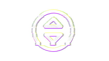 Icon sort circle is distorted. Glitch. Noise, chromatic aberration, geometric distortion