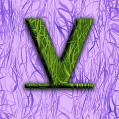 Capital letter V in unique design "Jungle"