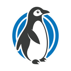 Fototapeta premium Minimalist Penguin Icon: Symbol of Wildlife and Cold Environments