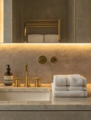 Modern Luxury Bathroom Design with Gold Fixtures and Minimalist Decor | Interior Renovation Inspiration