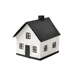 Miniature White House Model with Black Roof - Real Estate Concept