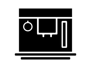 Black and white vector illustration of a coffee espresso, cappucino maker. Icon.