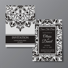 Vintage invitation card decorated with mandala ornaments