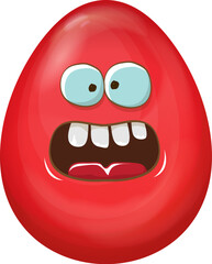 Surprised Easter Egg Cartoon Character with Wide Eyes and Open Mouth, Funny Holiday Design for Spring Celebrations and Easter Greetings