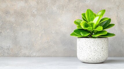 Vibrant green houseplant in white pot minimalist home decor still life photography