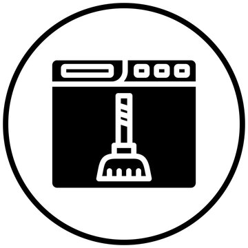 black browser window with broom icon clip art preview