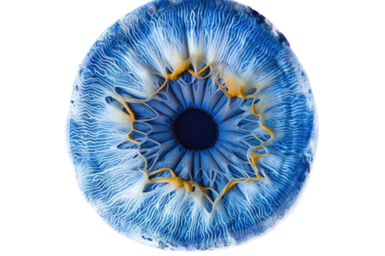 Intricate blue pattern reveals nature's artistry in a mesmerizing round formation isolated on transparent background