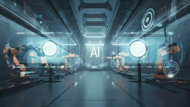 Futuristic AI Robotics Facility
