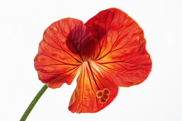 Vibrant orange hibiscus flower illuminated against a bright background in a serene setting isolated on transparent background