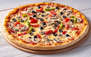 Pizza on Wooden Board