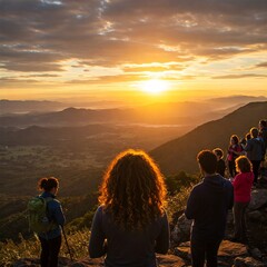 family at sunset