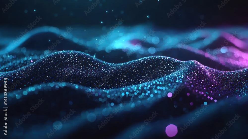 Canvas Prints abstract digital landscape with particles and bokeh