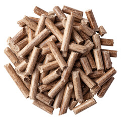 Natural Wooden Pellets for Eco-Friendly Heating and Fuel Uses, isolated on transparent background.