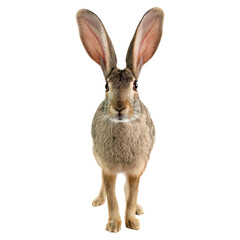 Fototapeta premium Detailed Portrait of a Beautiful Rabbit with Large Ears and Soft Fur, isolated on transparent background.