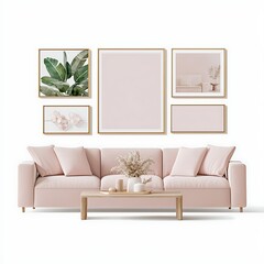 Pink Living Room Gallery Wall