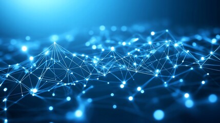 Obraz premium Abstract network data visualization, digital technology connections, futuristic, blue background