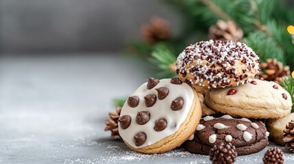 Fototapeta premium Delicious chocolate and vanilla cookies festive holiday baking sweet treats food photography