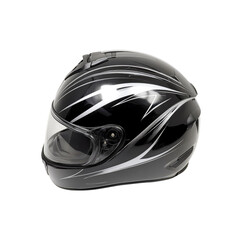 Fototapeta premium Sleek Black and Silver Motorcycle Helmet with Graphic Design