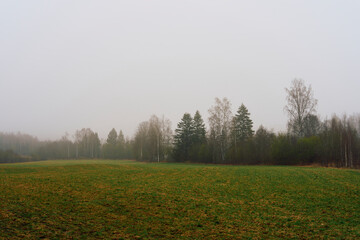 Fototapeta premium The cultural landscape of Toten, Norway, April 2025.