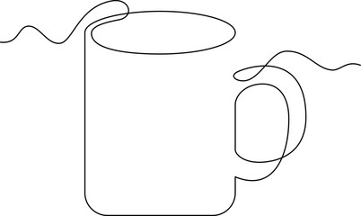 Mug vector illustration. line art, one continuous line, simple, hand drawn and sketch style. for icons, symbols, signs or logos. PNG