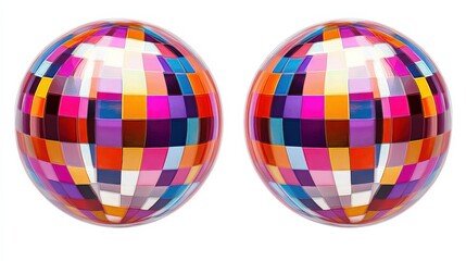 Obraz premium Colorful Reflective Spheres with Abstract Mosaic Pattern Design