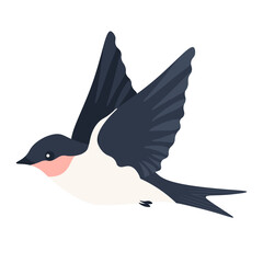 Simple flat style Swallow vector illustration isolated transparent background. Springtime bird template design. Perfect Swallow for t-shirt print spring poster card cover template design. EPS 10