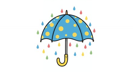 Obraz premium Colorful polka dot umbrella rain illustration
