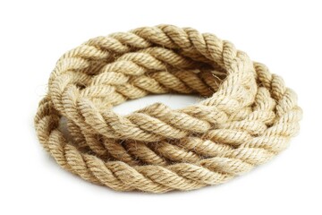 Obraz premium Natural fiber rope coiled elegantly on a bright background displaying rustic charm isolated on transparent background
