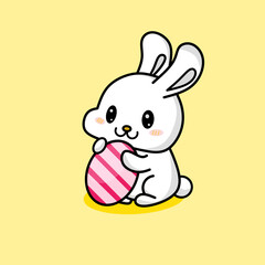 easter bunny character with egg for eaters day illustration 